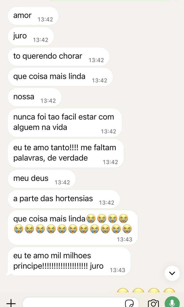Reação de quem recebeu a página, por mensagem