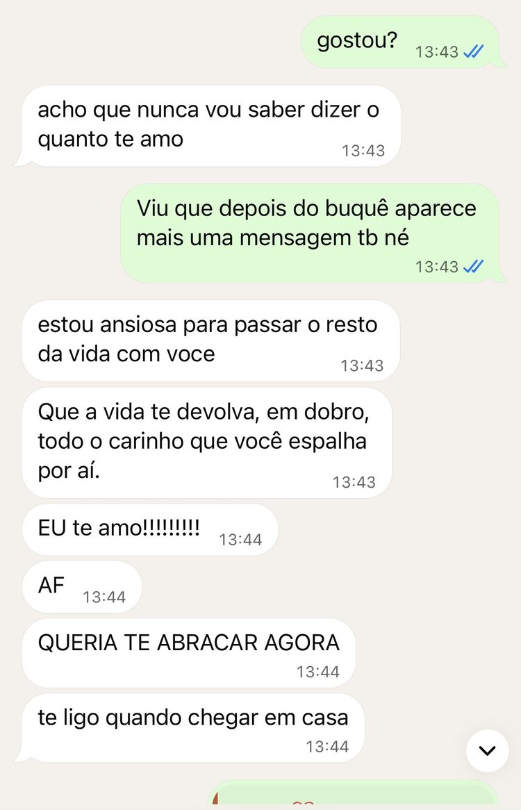 Reação de quem recebeu, por mensagem