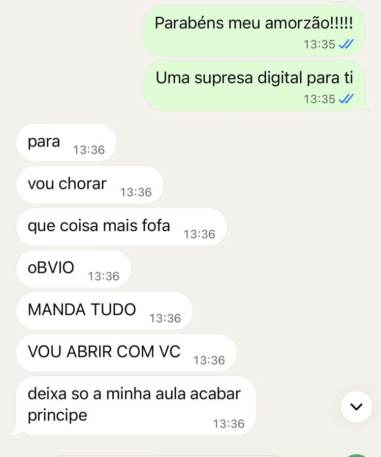 Reação de quem recebeu, por mensagem